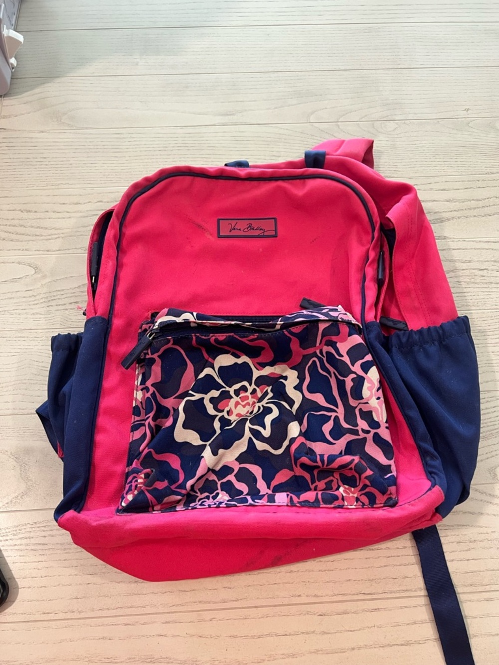 Vera Bradley Hot Pink & Navy Floral Front-Pocket Backpack